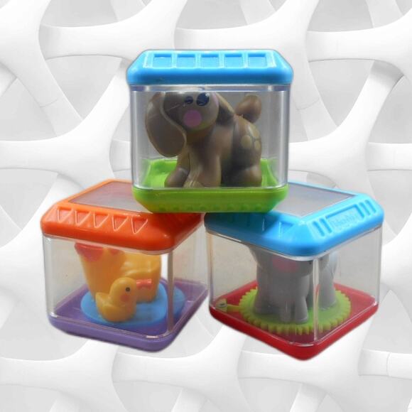 Fisher Price Peek A Blocks 2003 Barnyard Friends B5190 Lot: Dog, Horse, Ducks - Picture 1 of 10